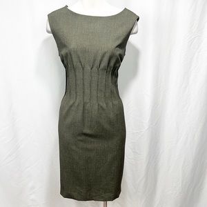Calvin Klein Sleeveless Pintuck Sheath Dress size 12 Olive Green